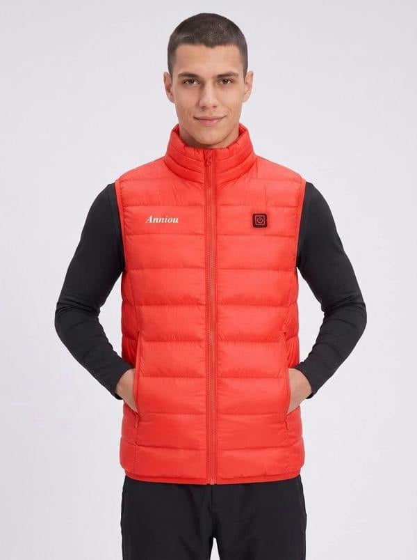 Anniou Men's Heated Duck Down Vest - red