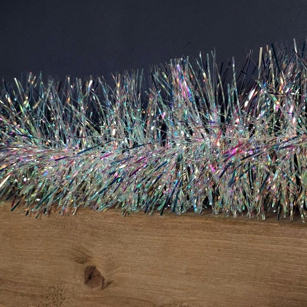 Samuel Alexander 200cm x 12cm Fine Cut Iridescent White Tinsel Garland Christmas Tree Decoration