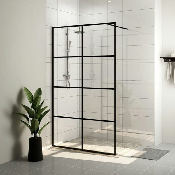 Berkfield Walk-in Shower Wall with Clear ESG Glass 140x195 cm Black