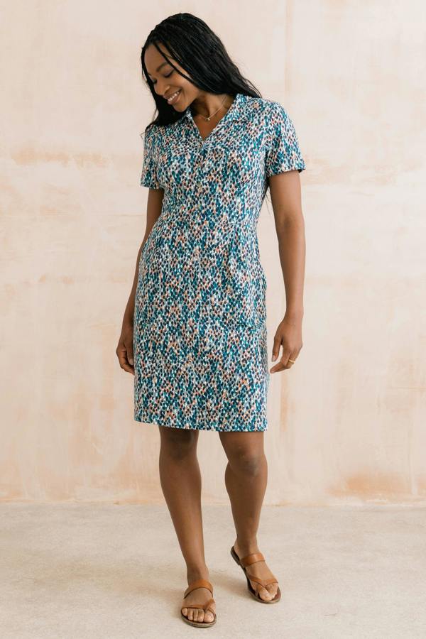 Elmore Printed Jersey Shirt Dress Ocean