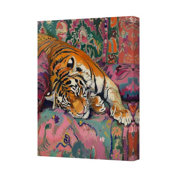 Benjamin Tate Design Tiger Canvas Art Print With Deep Wooden Frame Gallery Wrapped