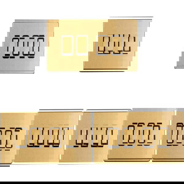 3 PACK 4 Gang Quad Light Switch SCREWLESS SATIN BRASS 2 Way 10A Slim Rocker 