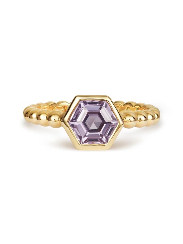 Gemdaia Purple Sapphire Hex Ring