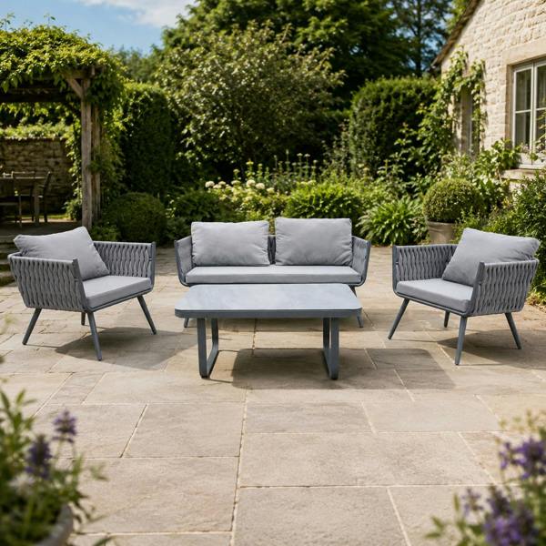 Groundlevel 4 Piece Woven Grey Furniture Set