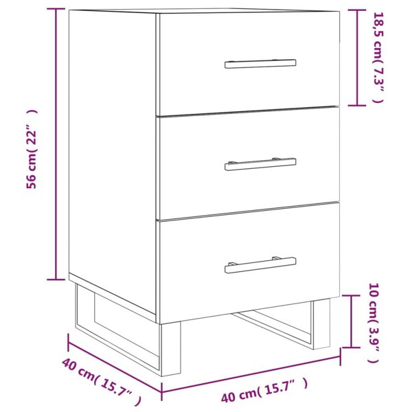 Berkfield Bedside Cabinet Smoked Oak 40x40x66 cm Engineered Wood