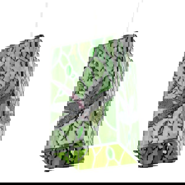 Green Stained Glass Dragonfly Rectangular Tiffany Pendant Light Shade Image 5