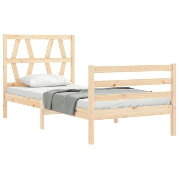 Berkfield Bed Frame with Headboard Small Single Solid Wood