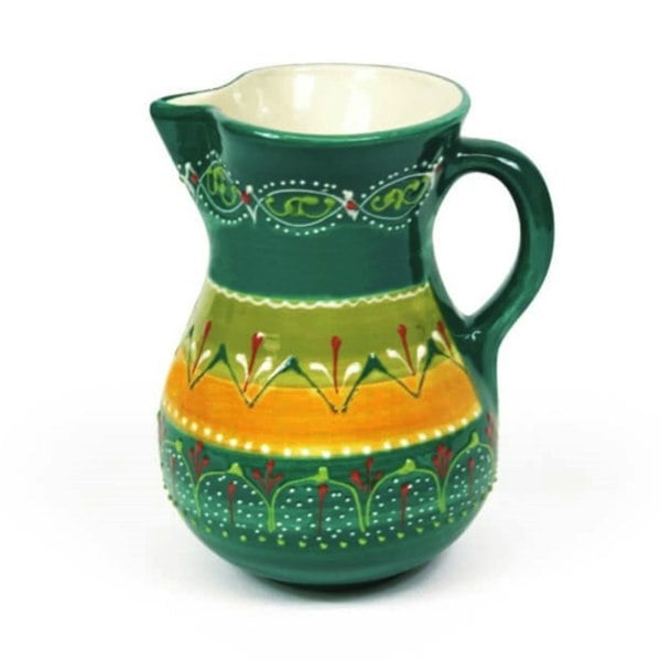 Orange green hand painted ceramic 2l jug