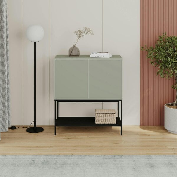 Decortie Amira 80cm Modern Console Table, Small Sideboard with Metal Legs & Push-to-Open Doors