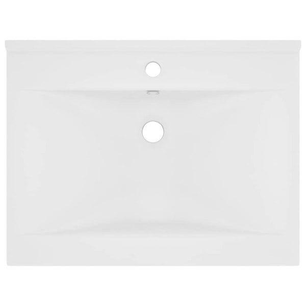 Berkfield Luxury Basin with Faucet Hole Matt White 60x46 cm Ceramic