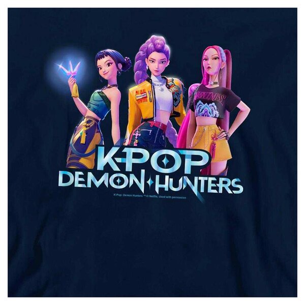 K-Pop Demon Hunters Childrens/Kids Huntrix Group Pullover Hoodie - Navy
