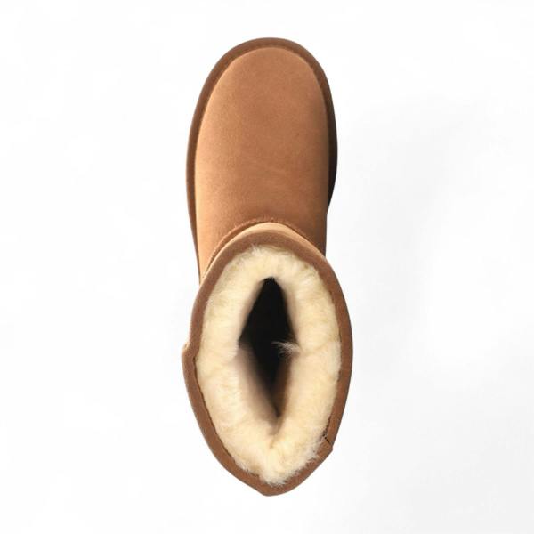 Infinity Leather Women's Genuine Sheepskin Chestnut Suede Slip-On Ankle Winter Boots - Dusk