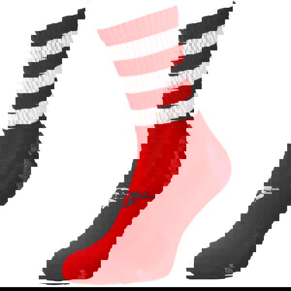 ADULT Size 7-11 Hooped Stripe Football Crew Socks RED/WHITE Training Ankle