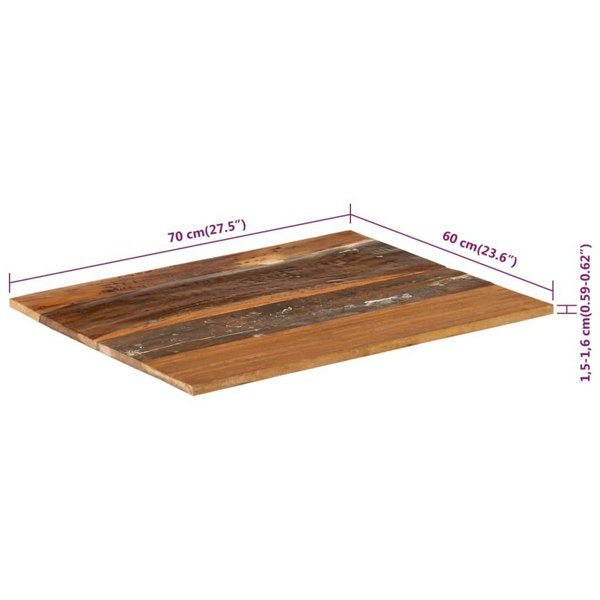 Berkfield Rectangular Table Top 60x70 cm 15-16 mm Solid Reclaimed Wood
