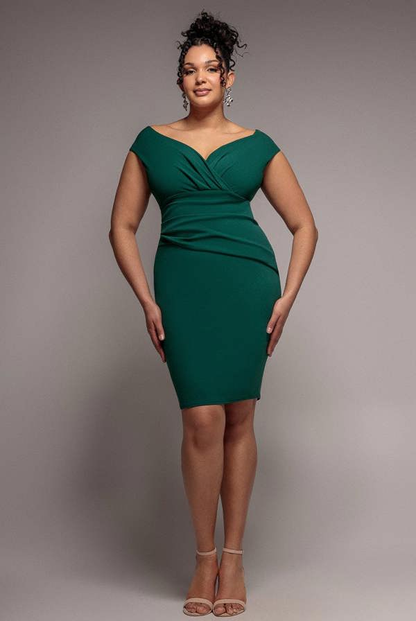 Bardot Pleated Midi Dress - Emerald Green DR1092ASCPLUS