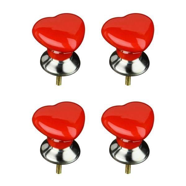Set of 4 Heart Shape Ceramic Drawer Knobs
