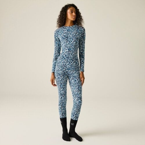 Dare 2B Womens Exchange III Animal Print Thermal Base Layer Set - Blue/White