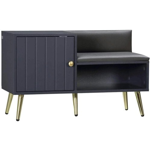 Bobobiy Shoe Storage Unit, with Padded Seat - Grey
