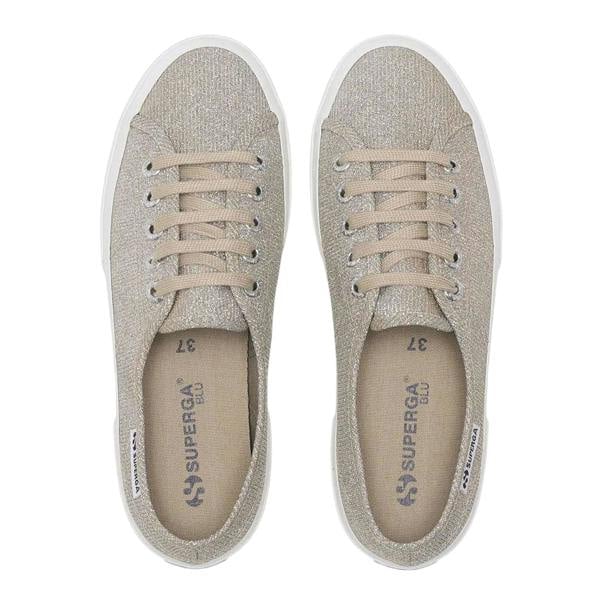 Superga Womens/Ladies 3750 Lame Leggera Jersey Trainers - Platinum - 