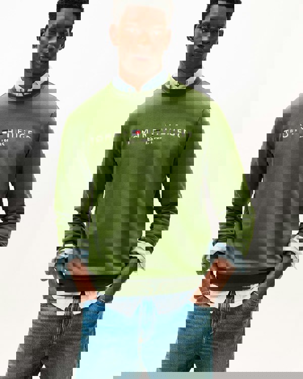 Tommy Hilfiger Tommy Logo Mens Sweatshirt - Mountain Pine - CHO - Designer Mens Sweatshirts