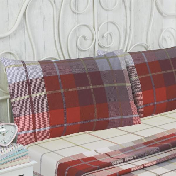 Flannelette Lomond Sheet Set - Red - King