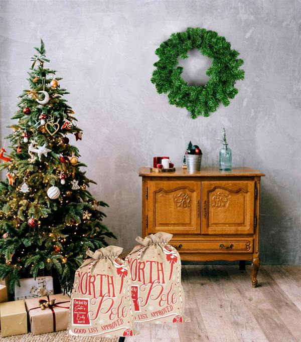 6cm North Pole Hessian Christmas Sack with Drawstring Closure for Gifts image 4