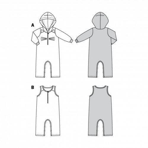 Burda Sewing Pattern 9299 Onesies For Kids, 68cm- 98cm - Easy