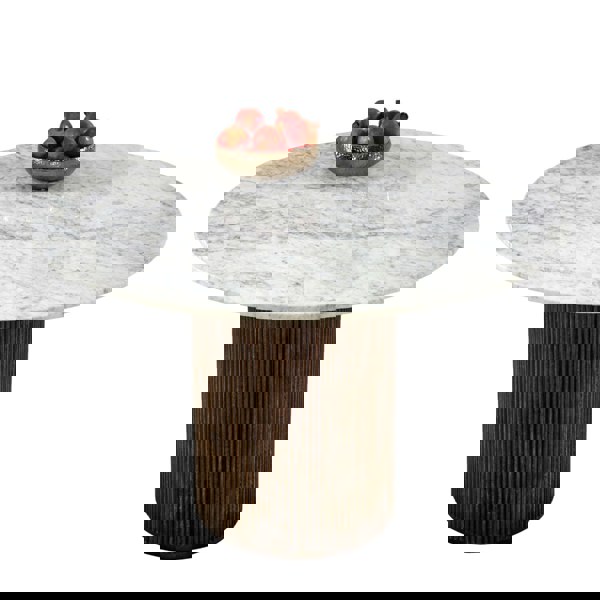 IH Design Miel Mango Wood Dining Table Round With Marble Top