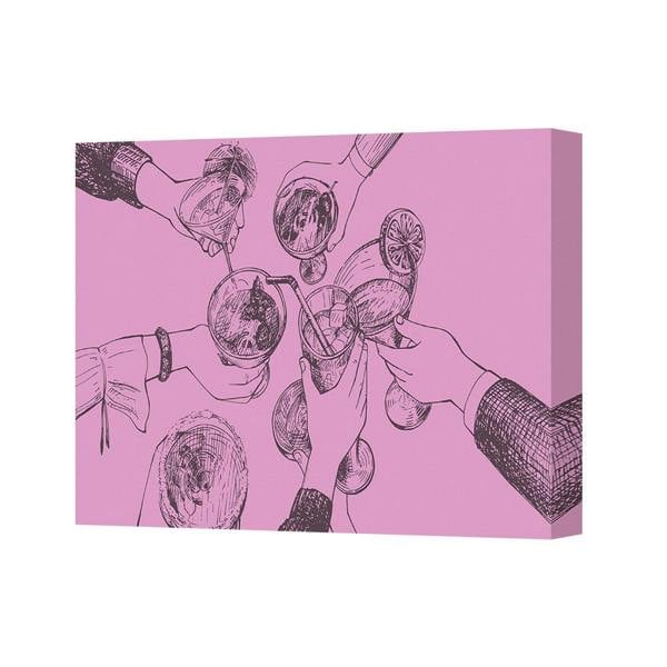 Benjamin Tate Design Pink Toasting Glasses Canvas Wall Art Abstract Sketch