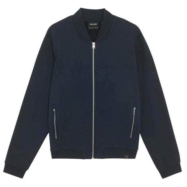 Lyle & Scott Navy Blue Half Raglan Jersey Bomber S