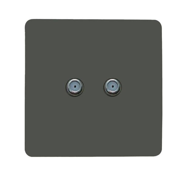 Trendi Switch 2 Gang Male F-Type Satellite Television Socket in Charcoal Grey