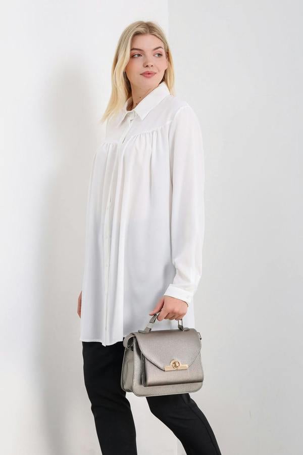 Hoxton Gal Relaxed Fit Long Sleeves Tunic in White