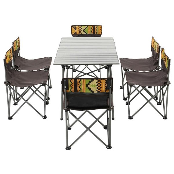 7 Piece Folding Camping Table and Chairs Set Portable with Carrying Bag Camp Furniture Living and Home