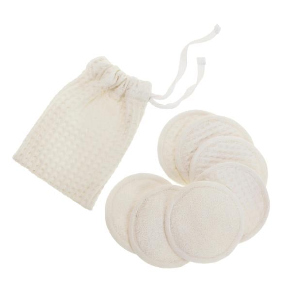 Ecru Waffle Cotton Re-Usable Face Pads & Headband Set detail view | Soak and Sleep