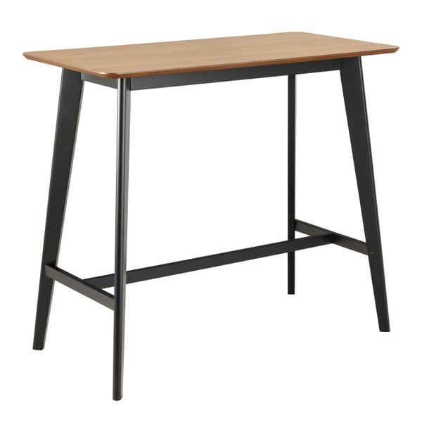 Wyld Haus Krakow Bar Dining Set Natural Oak Effect and Black Rectangular Bar Table + 4 Bar Stools