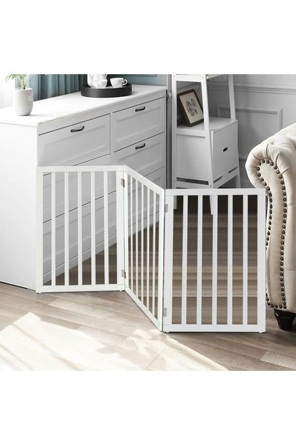 3-Panel Wooden Foldable Pet Door, Dog and Cat Fence, Child Safety Indoor Durable Independent Fixed Footstool