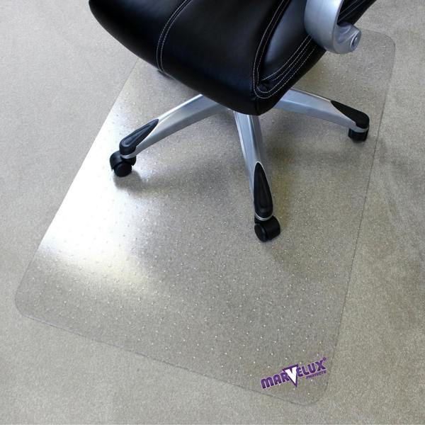 Marvelux Polycarbonate Chair Mat for Medium Pile Carpets (up to 12mm) - Clear Rectangular Office Carpet Protector - Multiple Sizes