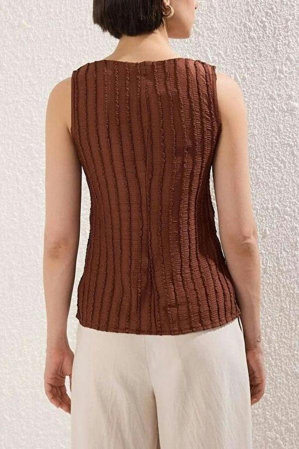 WOVCOR Regular Fit Knitted Blouse with Knitwear Look