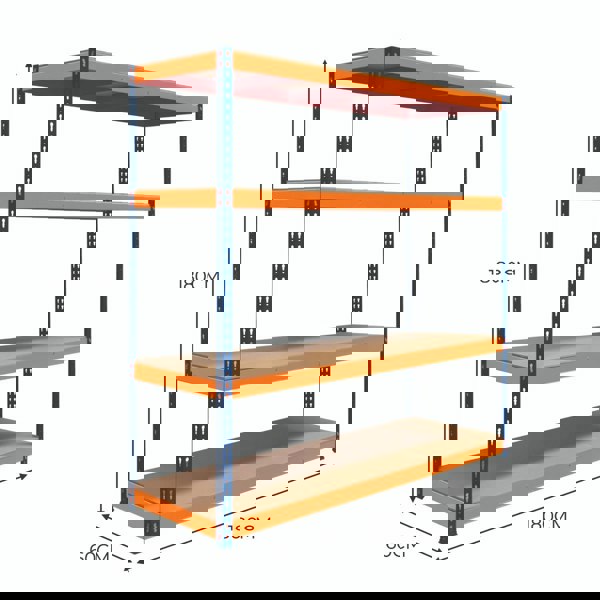 Monster Racking S-Rax 4 Shelf Racking - 180cm x 180cm x 60cm