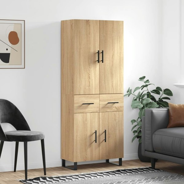 Berkfield Highboard Sonoma Oak 69.5x34x180 cm Engineered Wood