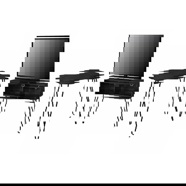 Dorel Home Owen Retro TV-Stand with 2 Shelves Black Oak