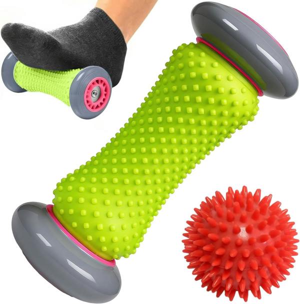 ROMIX Foot Massage Roller and Spiky Massage Ball Set, Deep Tissue Massage Tools for Feet, Hands, Arms and Legs