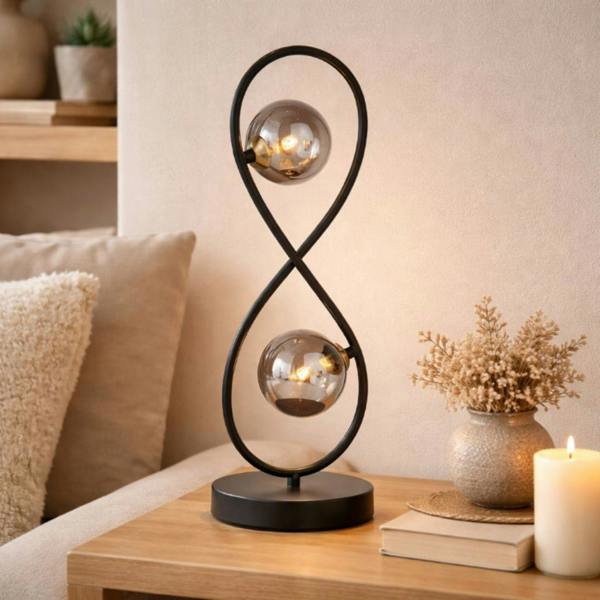 Pagazzi Lighting Lena 2 Light Black Table Lamp with Glass Shades