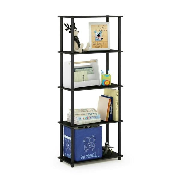 WALPLUS Compact Turn-N-Tube 5-Tier Multipurpose Shelf Display Rack, Americano/Black for Small Spaces