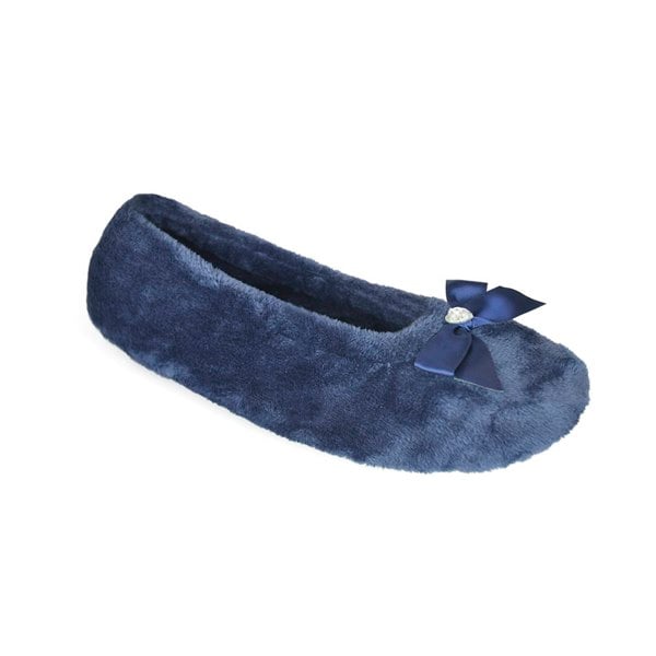 Generic Womens/Ladies Velour Ballet Slippers - Navy