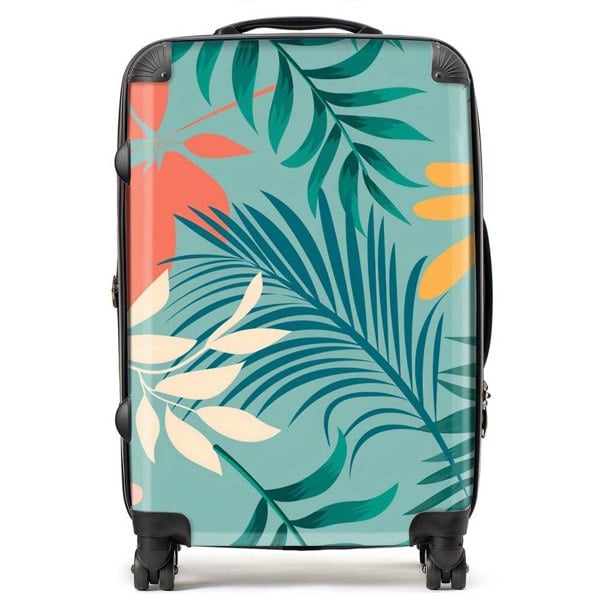 Warren Reed Abstract Bright Colorful Tropical Leaves Suitcase