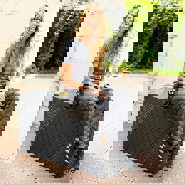 Gr8 Garden Anthracite 280L Plastic Storage Box Garden Outdoor Shed Utility Cushion Chest