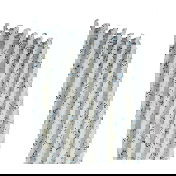 Furn Lined Meadow Eyelet Curtains - White/Cornflower