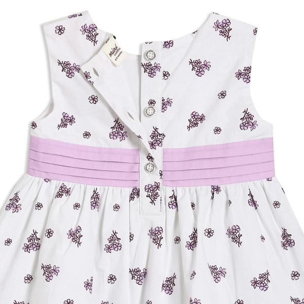 Mini Cuddles Baby Girls Printed Dress With Headband, White
