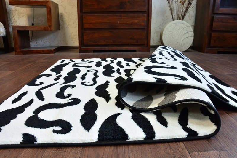 RugsX Sketch Moustaches Rug - Black & White